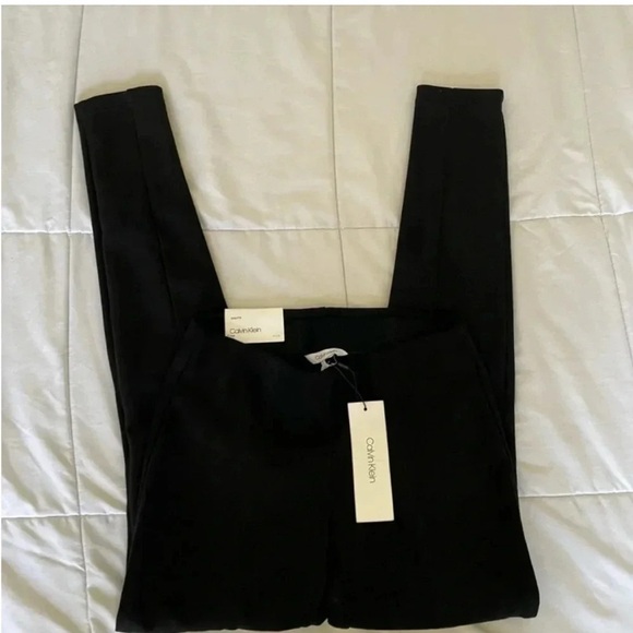 Calvin Klein Black faux suede Ankle Cropped legging pants - Picture 3 of 8